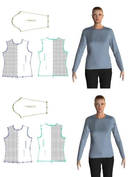 2D T-shirt pattern and 3D model